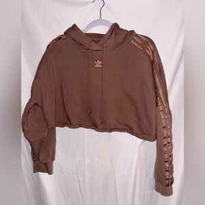 adidas Logo Crop Hoodie Women’s S, Youth XL Sweatshirt Pullover Mauve Pink